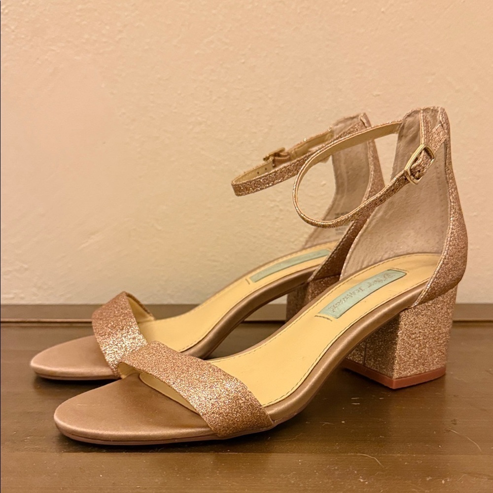 Betsey Johnson Glittery Gold Block Heels